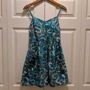 Floral watercolor spaghetti strap cotton sundress